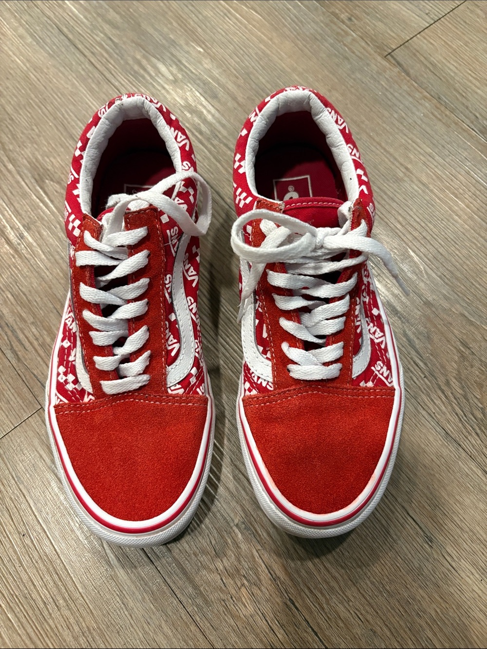 Vans Red and White Old Skool Sneakers